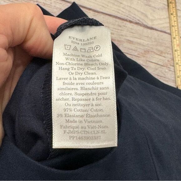 Everlane The Structured Cotton Jumpsuit V-Neck Navy Blue Women's Size 16 NEW - Picture 9 of 10
